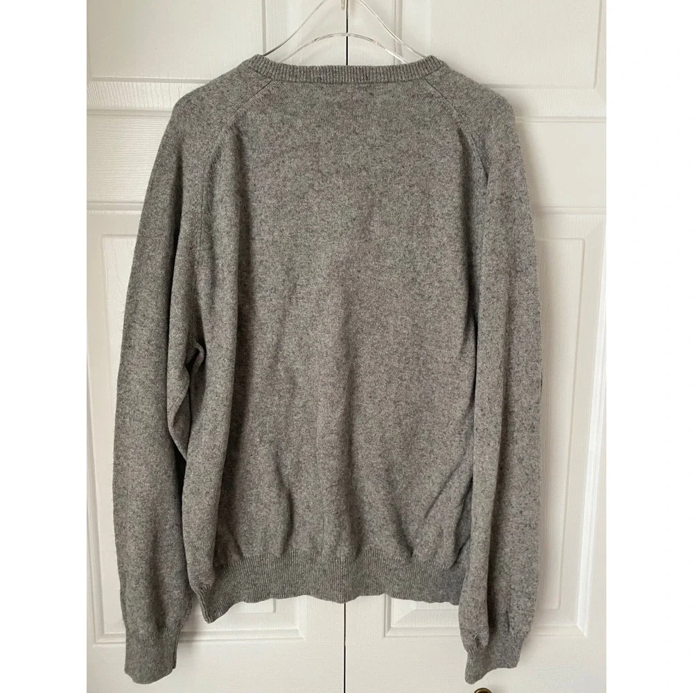 J Crew Men's Grey V Neck Long Sleeve Sweater Size L Cotton‎ Cashmere Blend